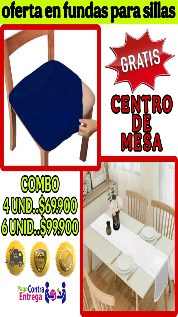 OFERTA EN FUNDAS PARA SILLAS DE COMEDOR SIN ESPALDAR 5/5 GRATIS MANTEL ⭐️⭐️⭐️⭐️⭐️