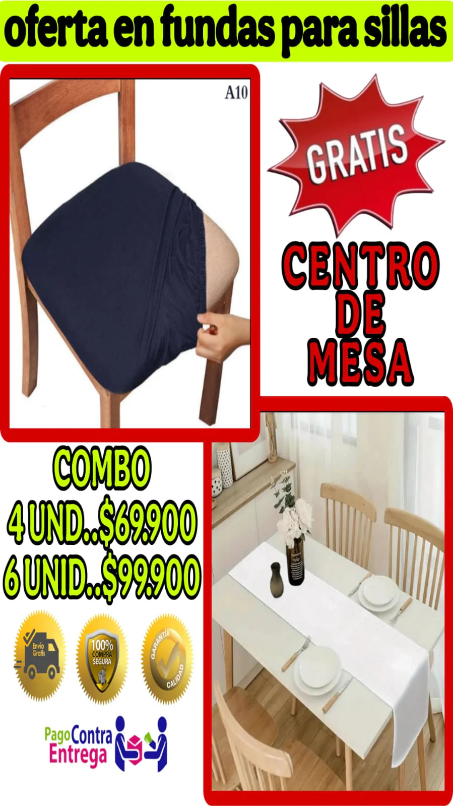 OFERTA EN FUNDAS PARA SILLAS DE COMEDOR SIN ESPALDAR 5/5 GRATIS MANTEL ⭐️⭐️⭐️⭐️⭐️