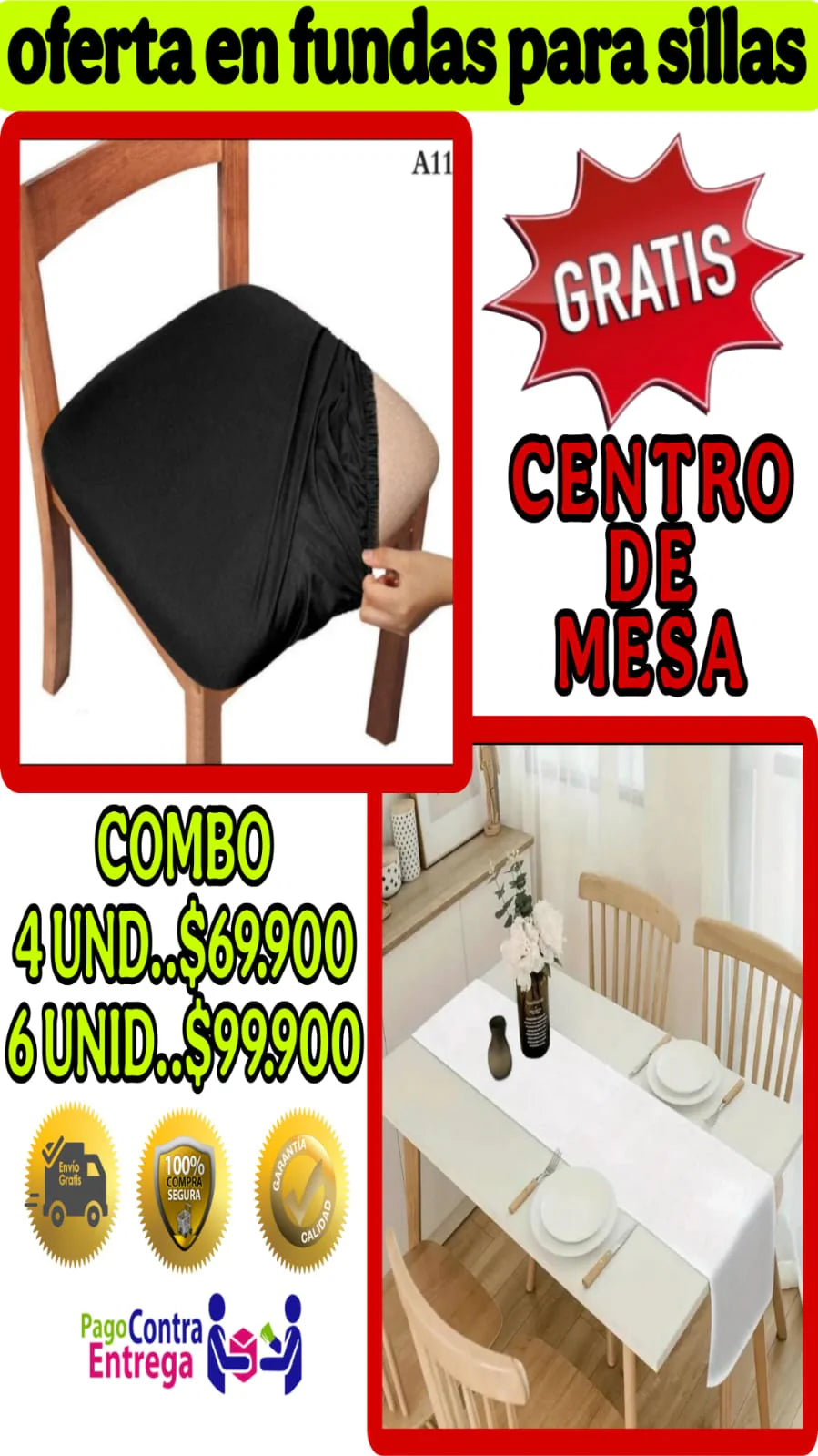 OFERTA EN FUNDAS PARA SILLAS DE COMEDOR SIN ESPALDAR 5/5 GRATIS MANTEL ⭐️⭐️⭐️⭐️⭐️
