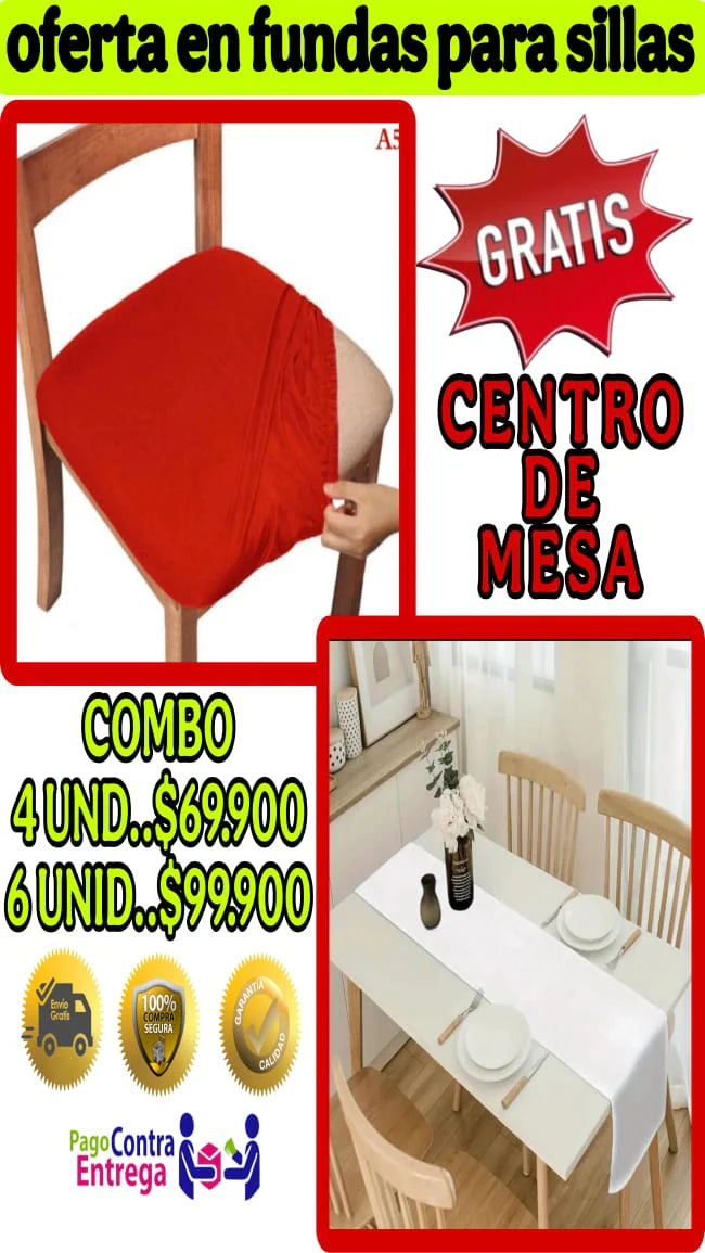 OFERTA EN FUNDAS PARA SILLAS DE COMEDOR SIN ESPALDAR 5/5 GRATIS MANTEL ⭐️⭐️⭐️⭐️⭐️